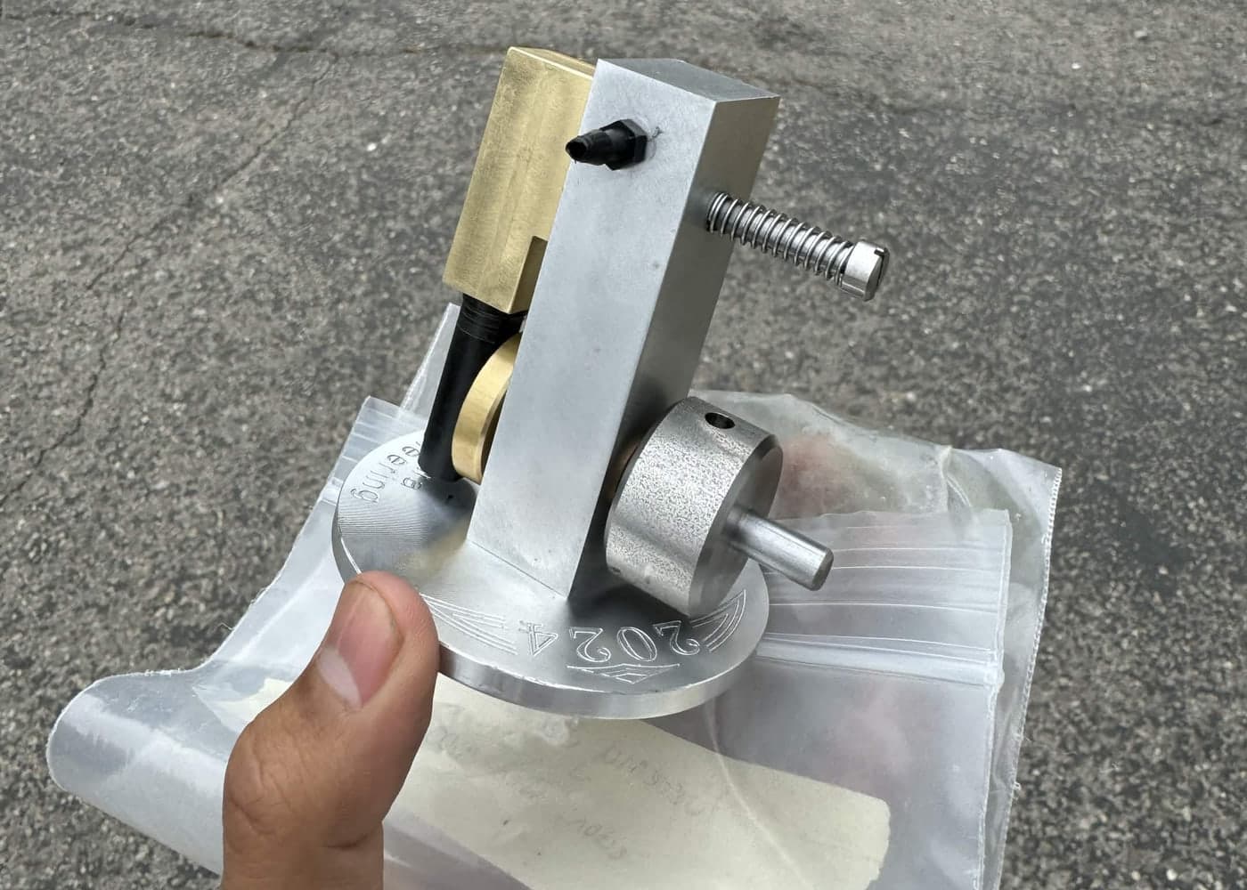 Machined compressed air motor assembly held up after final fit-up